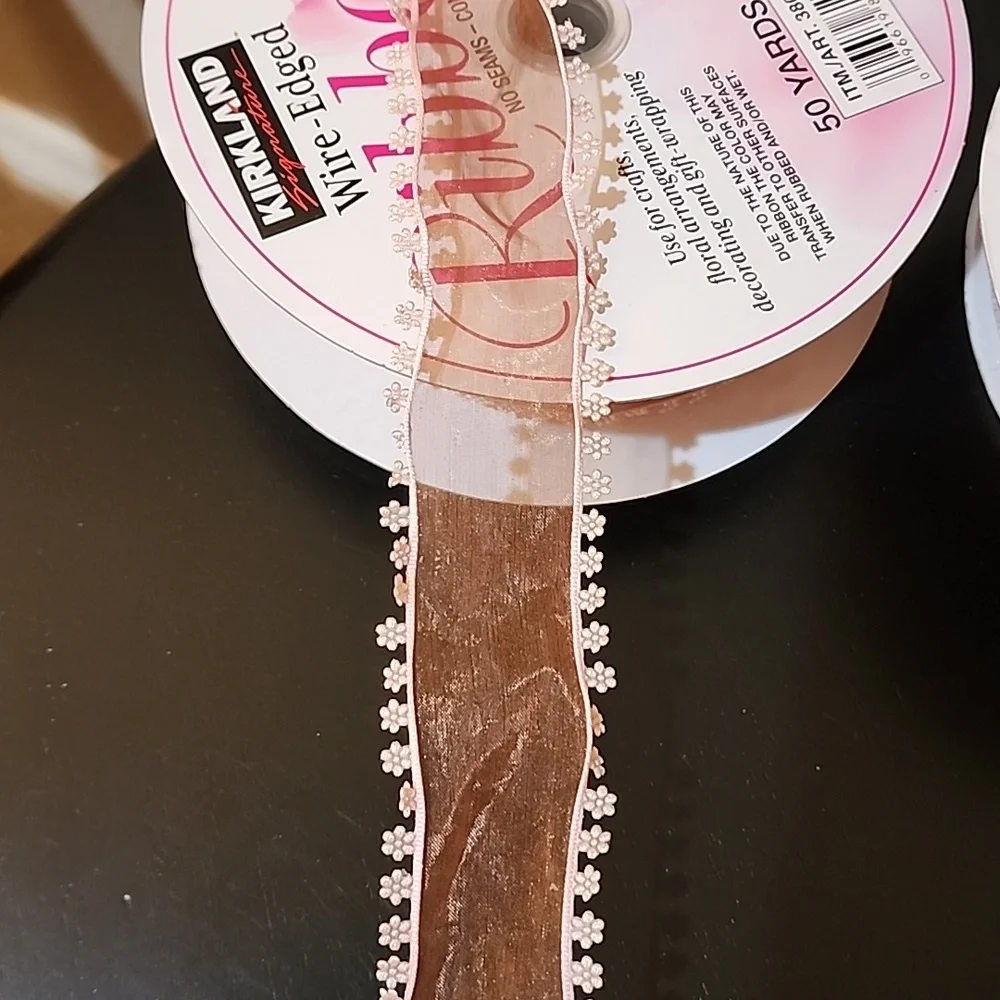 3 Rolls Kirkland Signature Wire-Edged Ribbon, Approx 125 yards total